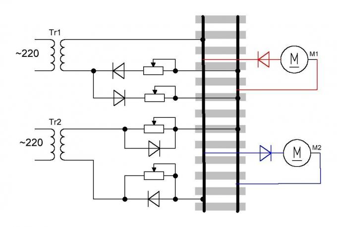 שליטה פשוטה מעגל שני מנועי DC מאותו קו החשמל