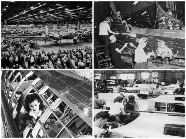30 אלף. אנשים מדי יום העבודה במפעל, איסוף מחבלים בואינג B-17. | תמונה: twizz.ru.