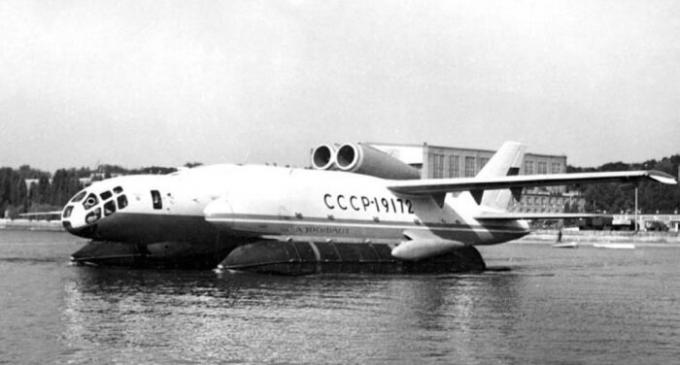 המטוס על פני המים.