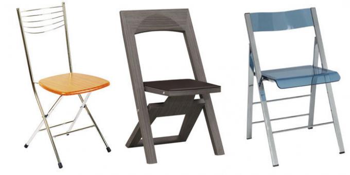 בתצלום מוצגות דוגמאות שונות לכיסאות מתקפלים למטבח.