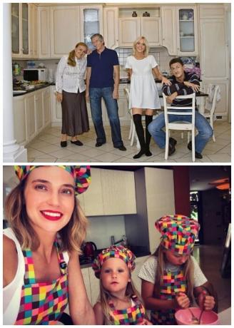 
GlyukoZa עם משפחתו במטבח בבית כפרי. 