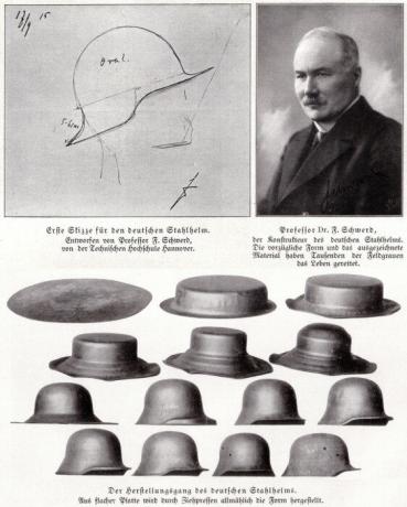 תהליך הרכבת קסדה ומחבר רעיונות Stahlhelm M16 ד"ר פרידריך Shverd.